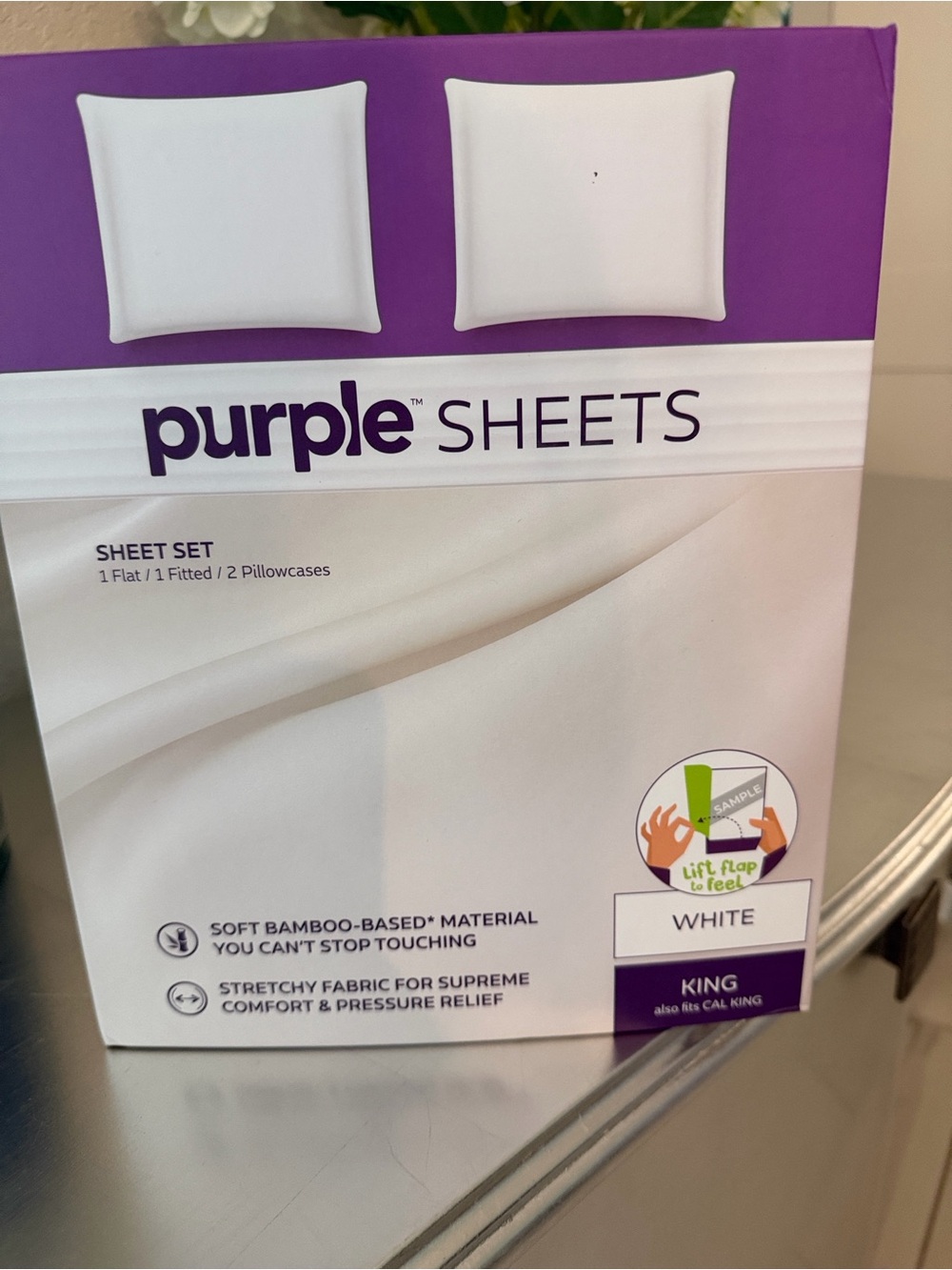 Purple Sheets King Sheet Set — White Bamboo-Blend Softness